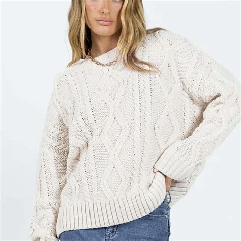 Princess Polly Anaya Oversize Cable Stitch Sweater .